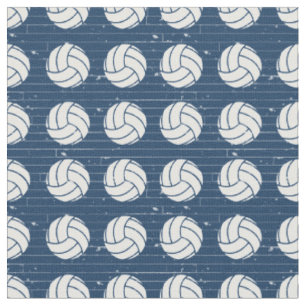Navy Blue Volleyball Wood Floor Patterned Fabric