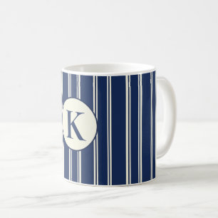 Navy Blue Warm Ivory Classic Elegant Stripes Coffee Mug