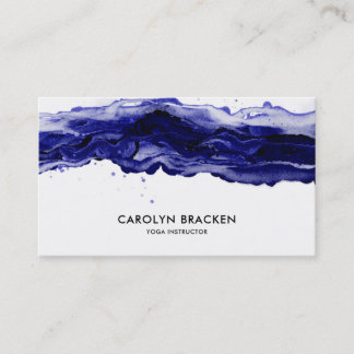 Navy Blue Watercolor Brush Stroke Minimalist Business Card