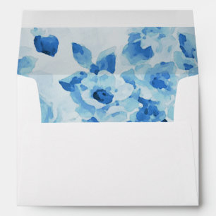 Navy Blue Watercolor Floral Envelope