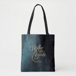 Navy Blue Watercolor & Gold Mother of the Bride Tote Bag