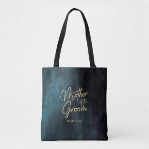 Navy Blue Watercolor & Gold Mother of the Groom Tote Bag