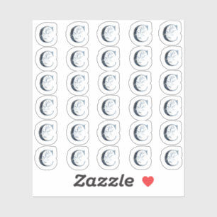 Navy Blue Watercolor Letter "C" Mini Stickers