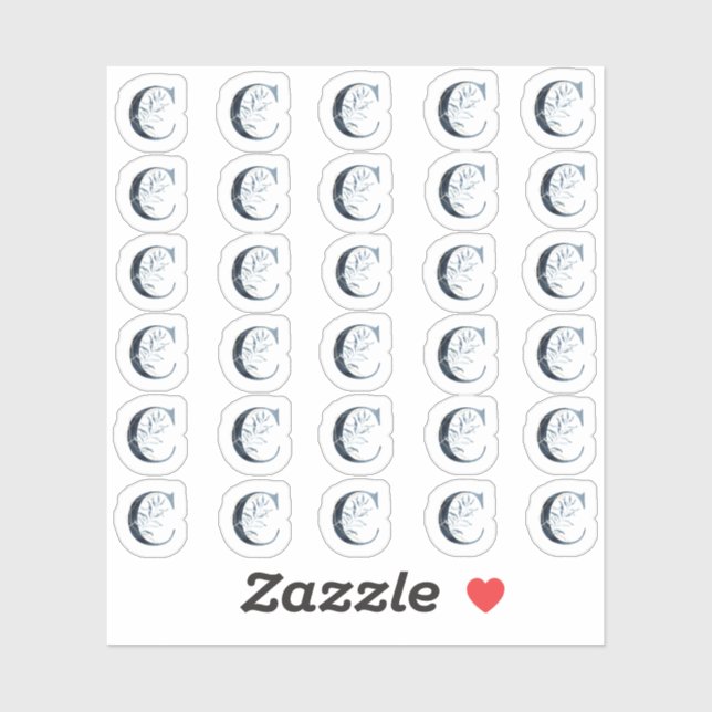 Navy Blue Watercolor Letter "C" Mini Stickers (Sheet)