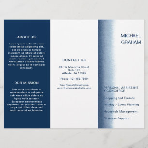 Navy Blue Watercolor Modern Business Brochure