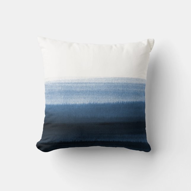 Navy Blue Watercolor Ombre Cushion (Front)