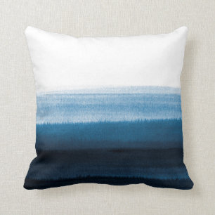 Navy Blue Watercolor Ombre Cushion