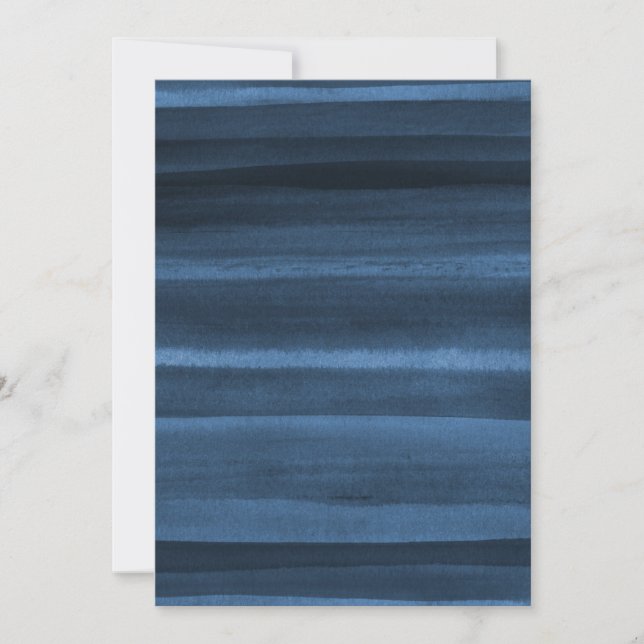 Navy Blue Watercolor Ombre Invitation (Front)