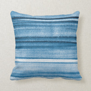 Navy Blue Watercolor Ombre Throw Pillow