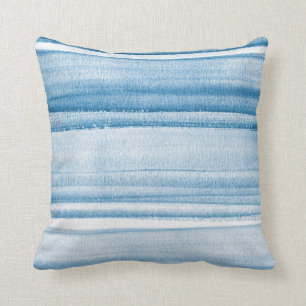 Navy Blue Watercolor Ombre Throw Pillow