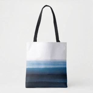 Navy Blue Watercolor Ombre Tote Bag