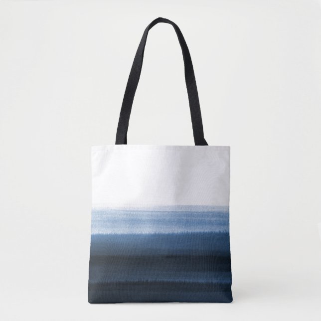 Navy Blue Watercolor Ombre Tote Bag (Front)