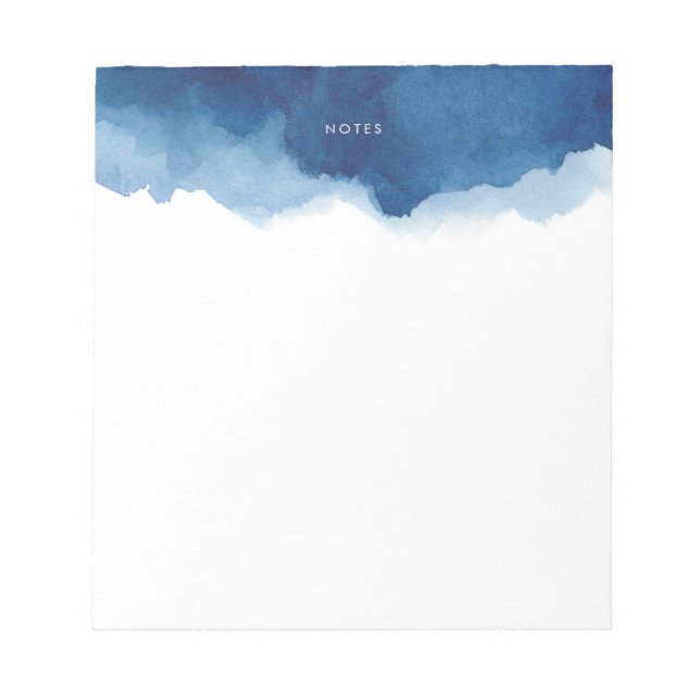 Navy Blue Watercolor Splash Personalised Notepad (Front)