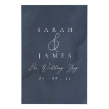 Navy Blue Watercolour Wedding Welcome Sign