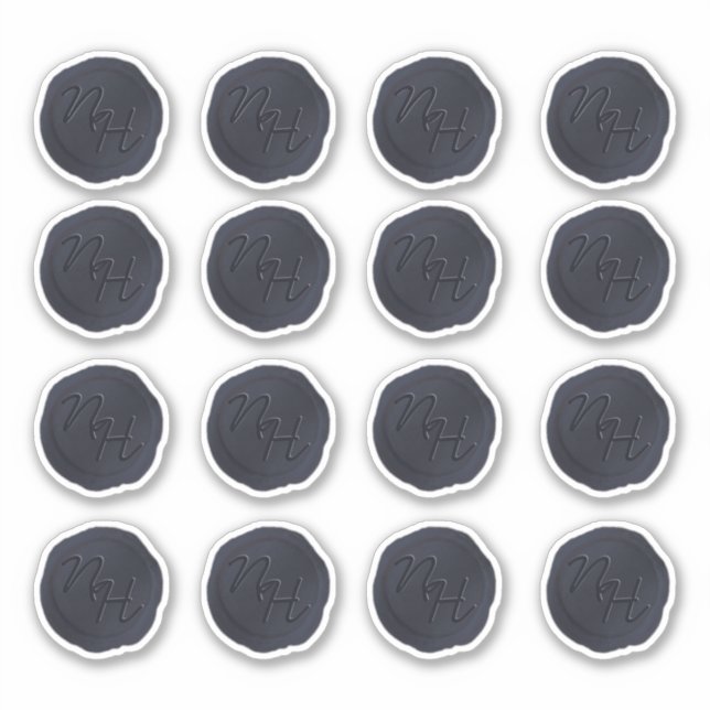 Navy Blue Wax Seal Initials Wedding Monogram (Front)