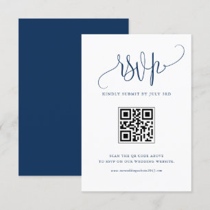 Navy Blue We Do Modern Calligraphy Wedding QR Code RSVP Card