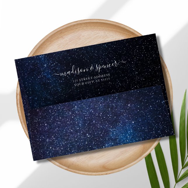 Navy Blue Wedding 5x7 modern Starry night Envelope (Creator Uploaded)
