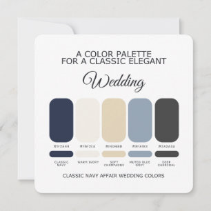 Navy Blue Wedding Colour Palette Classic Elegant Invitation
