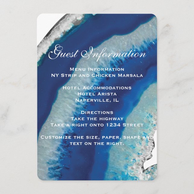 Navy Blue Wedding Details Info Card | Agate (Front)