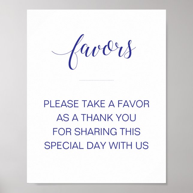 Navy Blue Wedding Favours Please Take One Sign (Front)