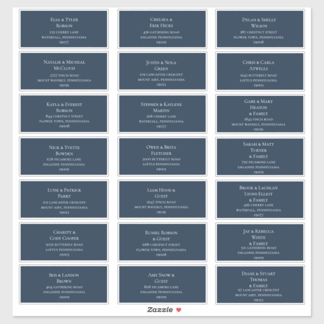 Navy Blue Wedding Guest Address Labels (Sheet)