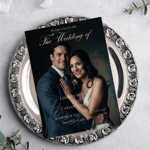 Navy Blue Wedding Invitation with Details