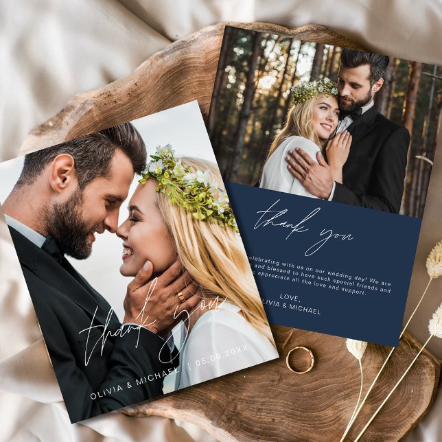 Navy Blue Wedding Minimalist Thank You Cards (Creator Uploaded)
