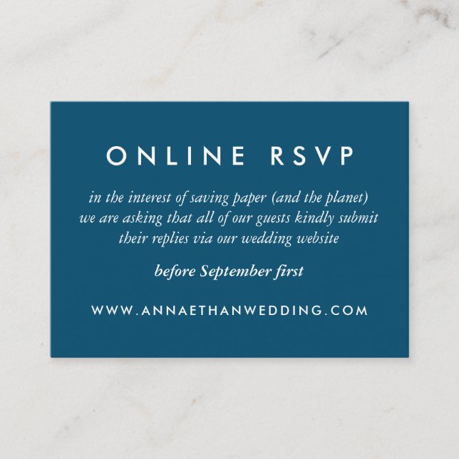 Navy Blue Wedding Online RSVP Card (Front)