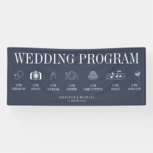 Navy Blue Wedding Party Program Banner