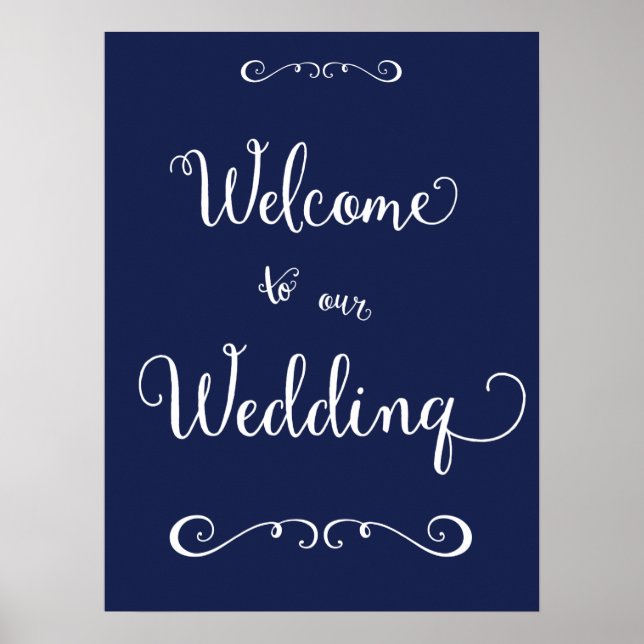 Navy Blue Wedding Reception Sign Print 18x24 (Front)