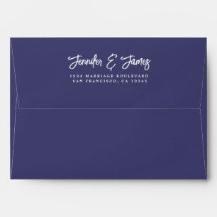Navy Blue Wedding Return Address  Envelope