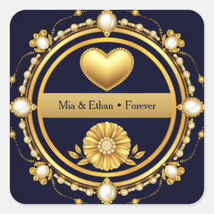 💙 Navy Blue Wedding Thank You Favour 💙 Square Sticker