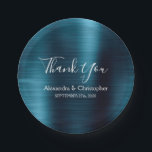 Navy Blue Wedding Thank You Paper Plate<br><div class="desc">Navy Blue Faux Metallic Stainless Steel Brush Metal Elegant and Modern Wedding Thank You Plates. These Wedding Navy Blue Thanks Plates can be customised to include your name and wedding date. Please contact the designer if you would like customised matching items.</div>