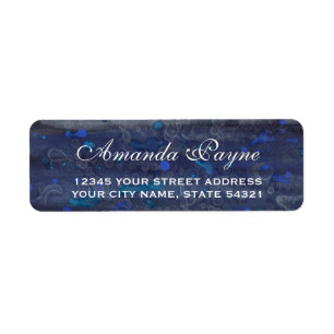 Navy Blue Wedding Watercolor Return Address Label
