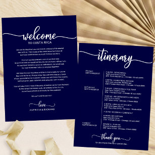 Navy Blue Wedding  Welcome Itinerary Letter Invitation