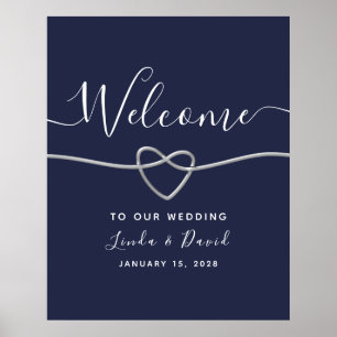 Navy Blue Wedding Welcome Poster