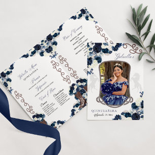 Navy Blue Western Charro Quinceañera Program
