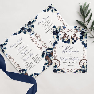 Navy Blue Western Charro Quinceañera Program