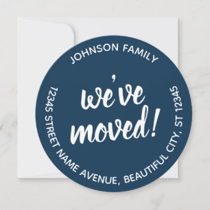 Navy Blue We've Moved Script Modern Chic Moving Announcement