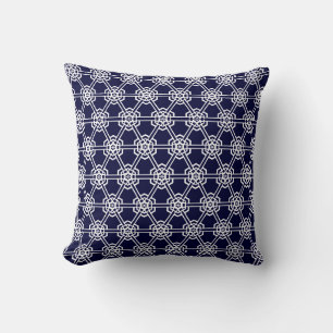 Navy blue  white  abstract pattern solid back cushion