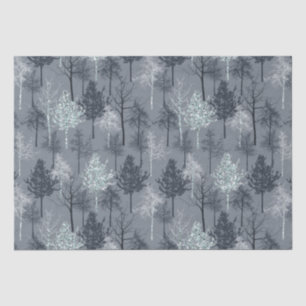 Navy Blue White and Faux Glitter Trees Tissue Paper