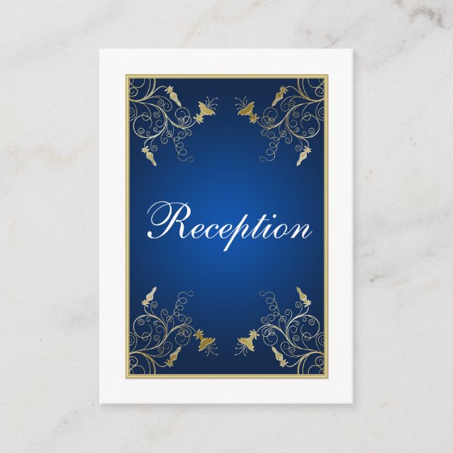 Navy Blue, White, and Gold Floral Enclosure Card (Front)