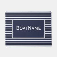 Navy Blue & White Boat Name Doormat