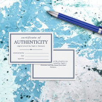 Navy Blue White Certificate of Authenticity