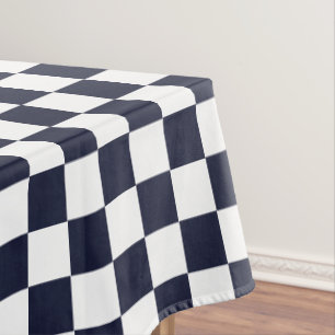 Navy Blue White Checkered Pattern Party Home Decor Tablecloth