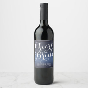 Navy Blue White CHEERS TO THE BRIDE Bridal Wine Wine Label