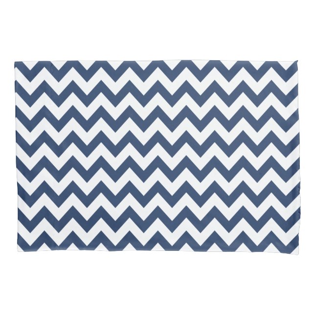 Navy Blue White Chevron Modern Pattern Pillow Case (Front)