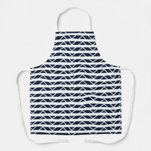 Navy Blue White Chevron Stripes Apron