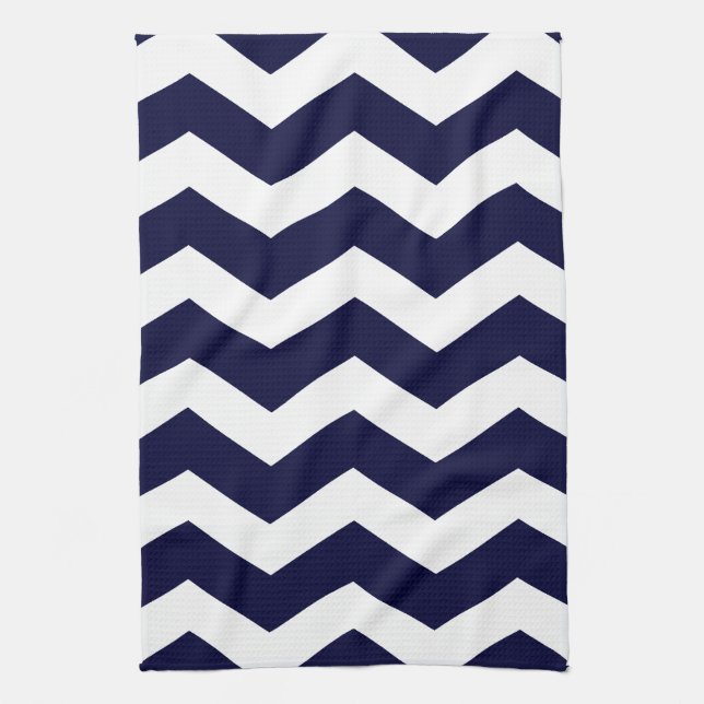 Navy Blue & White Chevron Tea Towel (Vertical)