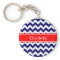 Navy Blue White Chevron Zig Zag Red Name Monogram